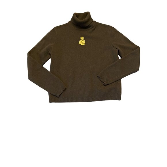 Lauren Ralph Lauren Petite Merino Wool & Angora Rabbit Hair Black Turtleneck Swe - Picture 1 of 6